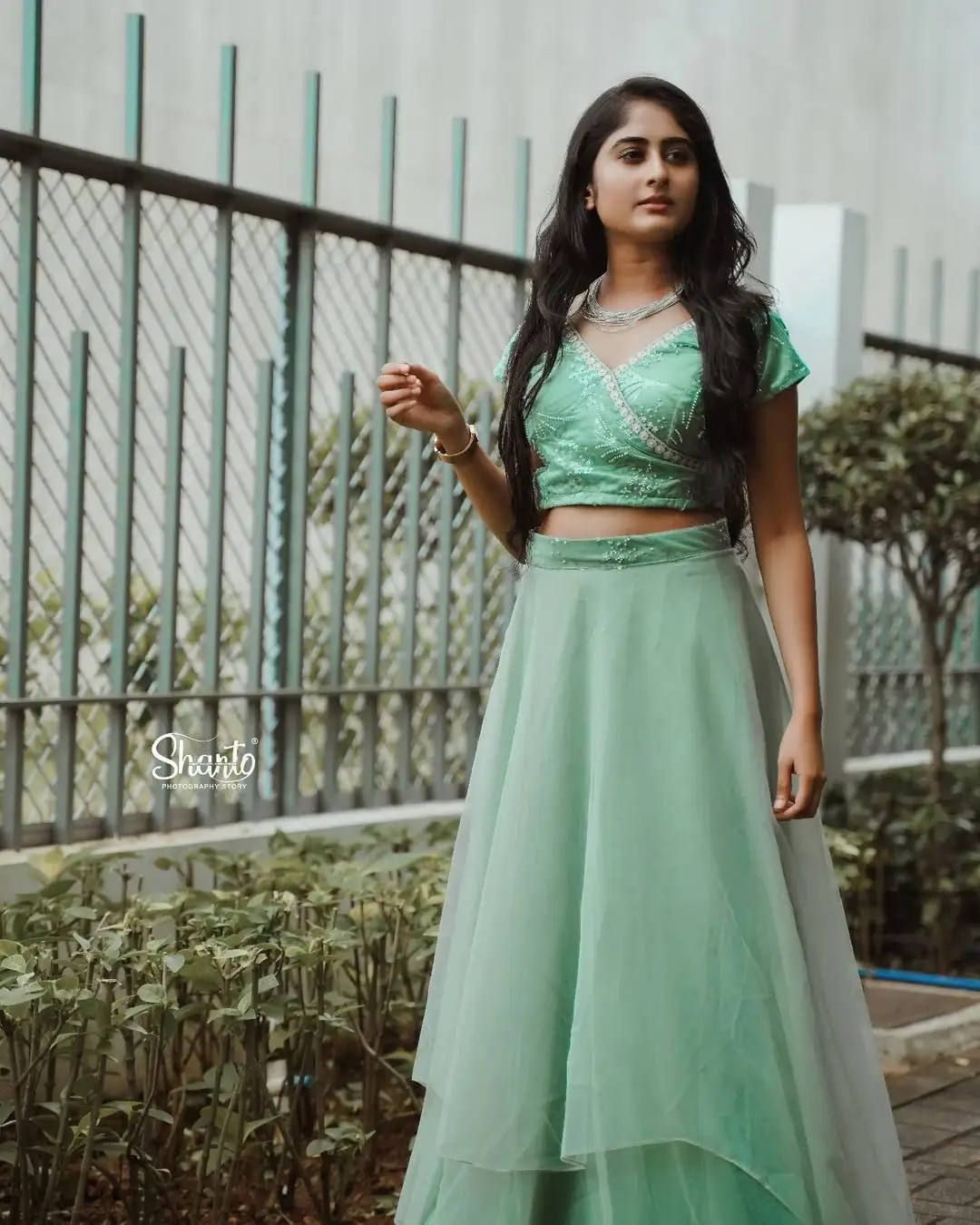 Zee Telugu TV Actress krishna Priya Nair in Green Dress